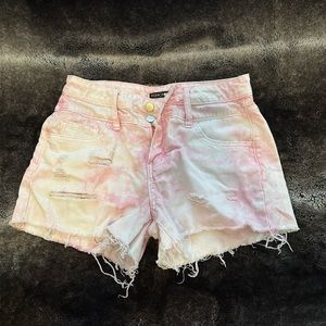 Pink Tye-Dye Jean Shorts
